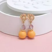 Orecchini perno fiore a margherita 8,5mm con anello chiuso -Dorato con oro fino x2