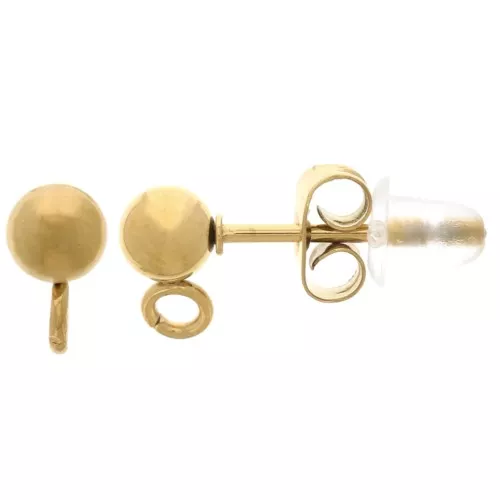 Orecchini a sfera da 4 mm con anello aperto - Acciaio inossidabile 304L Dorato x20