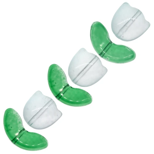 Set di 6 perline Tulipano in vetro - 14 mm - Fiore blu - Verde