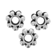 Perline rondelle fiore 4 mm - Argento anticato x20