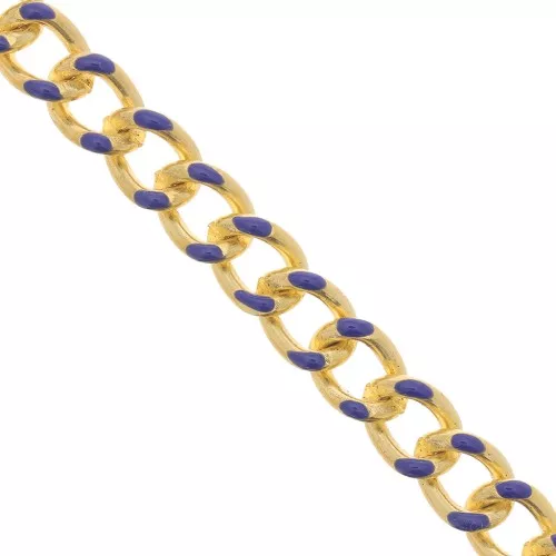 Catena decorata smaltata epossi mm. 10 Cobalt dorato x m. 1