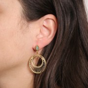 Orecchini perno navetta 11x5 mm - dorato - Labradorite x2