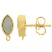 Orecchini perno navetta 11x5 mm - dorato - Amazzonite x2