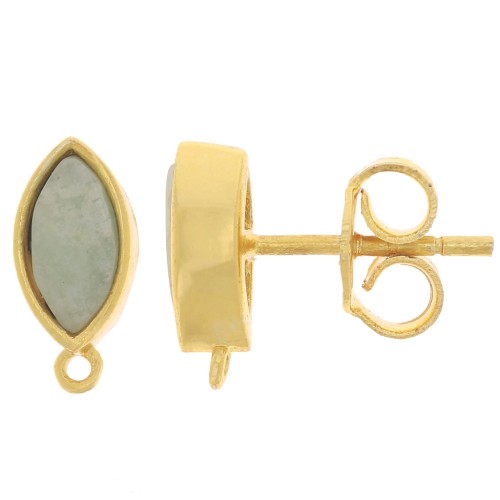 Orecchini perno navetta 11x5 mm - dorato - Amazzonite x2