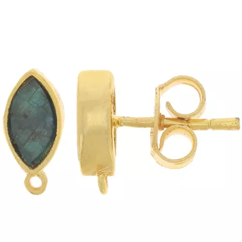 Orecchini perno navetta 11x5 mm - dorato - Apatite x2