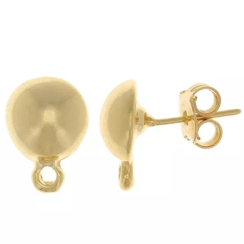 Orecchini a perno a mezza sfera 10 mm - Dorati con oro fino x20