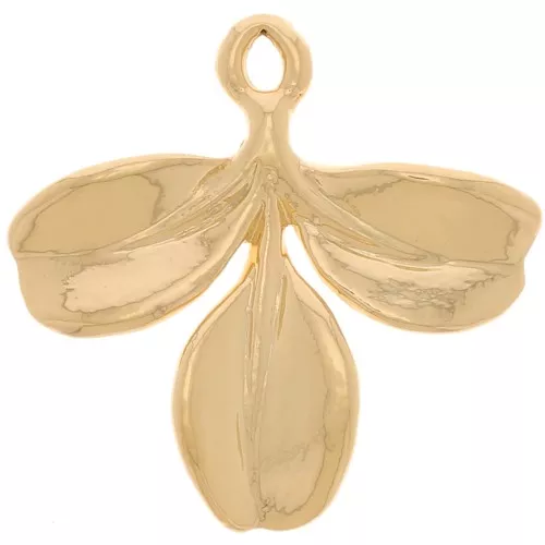 Ciondolo a 3 foglie 15x15,5 mm - Dorato in oro fino x1