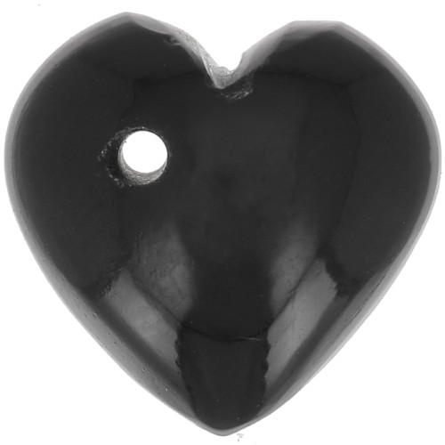 Zecchino cuore 10 mm Pietre semi preziosa - Onice nero x1