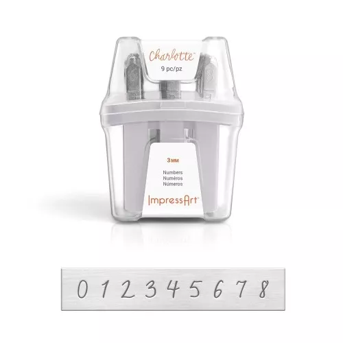 Set di punzoni ImpressArt - 3 mm - numeri da 0 a 8 - Charlotte x9