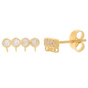 Orecchini 4 file 4x11,5mm in ossido di zirconio -Dorato con oro fino-Cristallo x2