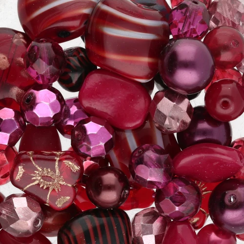Assortimento di perline di Boemia - Ruby garnet x50g
