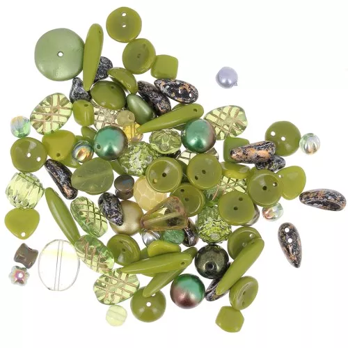 Assortimento di perline di Boemia - Olive green x50g