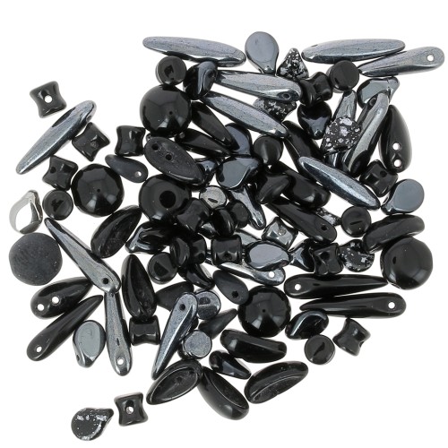 Assortimento di perline di Boemia - Black x20g