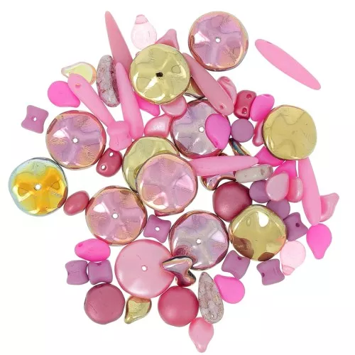 Assortimento di perline di Boemia - Pink x20g