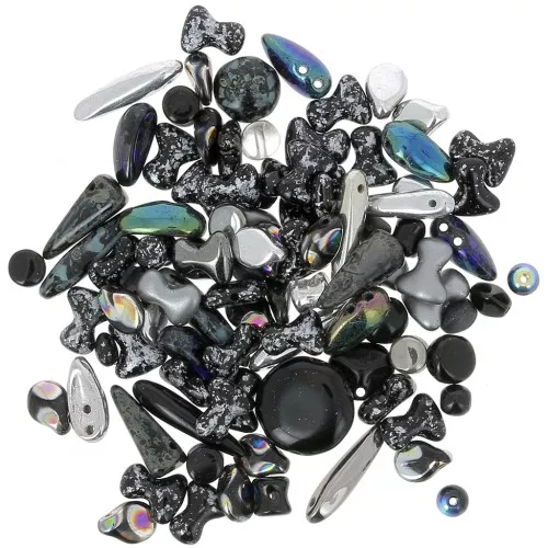 Assortimento di perle di Boemia - Metallic Black x20g