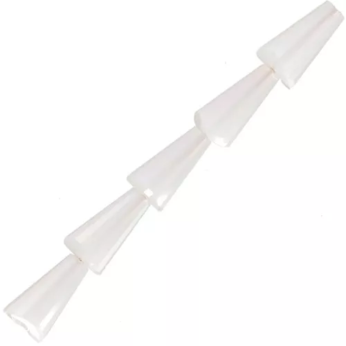 Perle di vetro sfaccettate a cono 8x4 mm - Opaque White AB x25