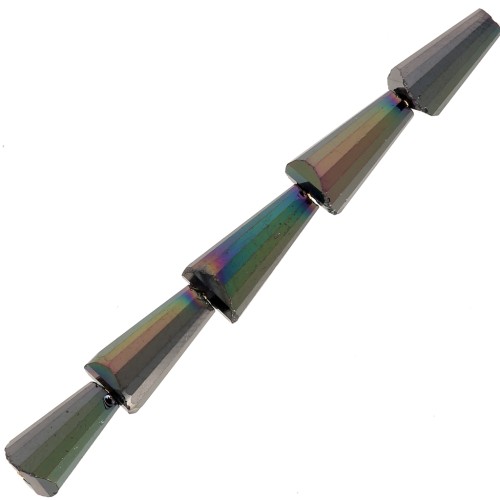 Perle di vetro sfaccettate a cono 8x4 mm - Opaque Jet AB x25