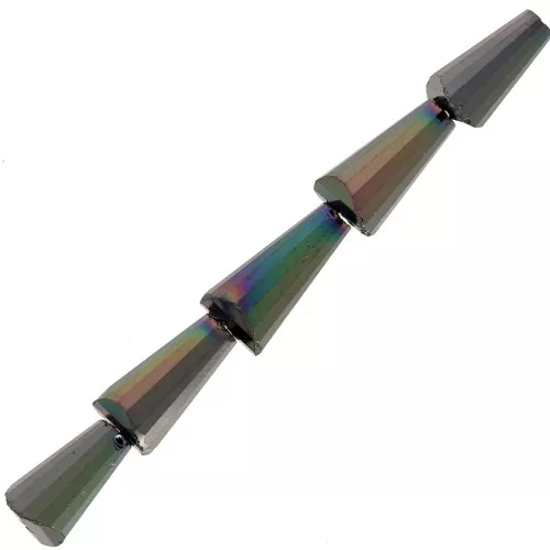 Perle di vetro sfaccettate a cono 8x4 mm - Opaque Jet AB x25