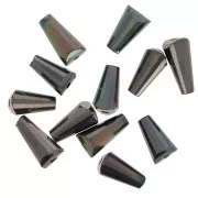 Perle di vetro sfaccettate a cono 8x4 mm - Opaque Jet AB x25