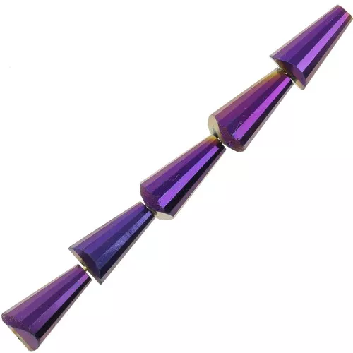 Perle di vetro sfaccettate a cono 8x4 mm - Opaque Jet Full Sliperit x25