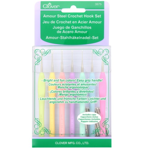 Set di 7 ganci Clover - Amour - per lana e filo da 0,6 a 1,75 mm x1