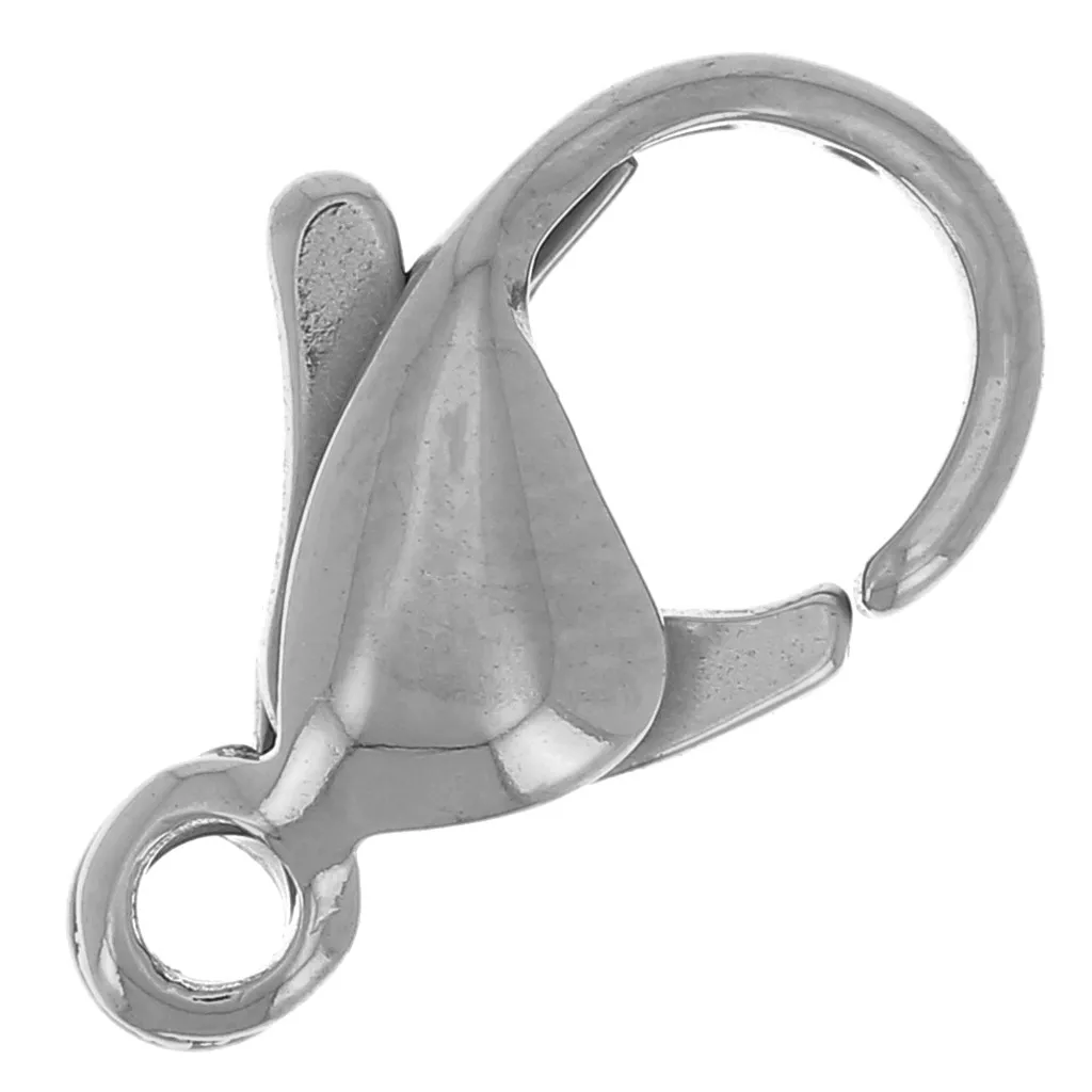 10 Mini Moschettoni A Doppia Apertura In Acciaio Inox 12mm - Per Bracciali, Collane Fai Da Te (Argento)