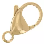 Chiusura a moschettone da 15 mm - Produzione europea - Acciaio inox316L dorato x1