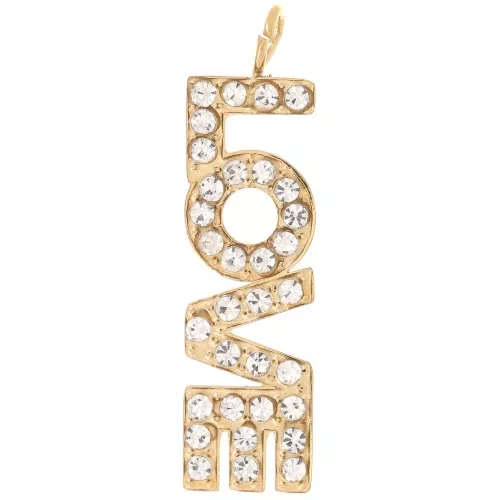 Pendente Love con ossidi di zirconio 26x7mm - Acciaio inossidabile 316L dorato x1