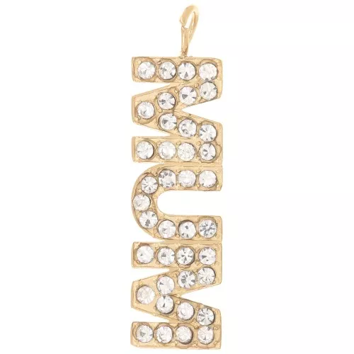 Pendente con ossidi di zirconio 26x7 mm - Acciaio inossidabile 316L dorato x1