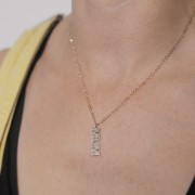 Pendente con ossidi di zirconio 26x7 mm - Acciaio inossidabile 316L dorato x1