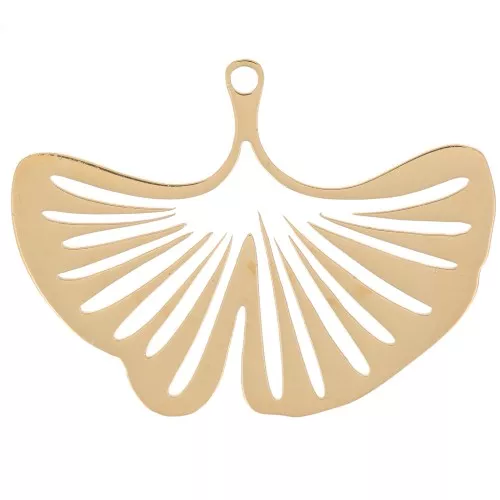 Pendente forma di foglia di ginkgo 23x31 mm - Acciaio inossidabile316L dorato x1
