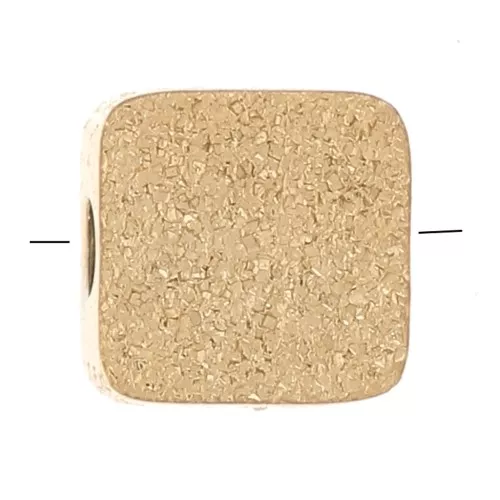 Perlina piatta quadrata 5 mm effetto diamante - Acciaio inossidabile316L dorato x1