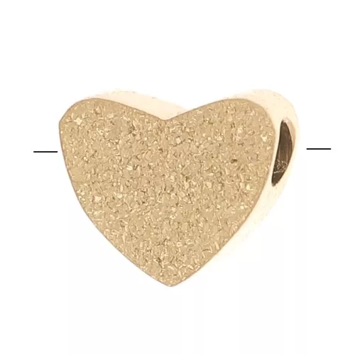 Perla piatta a cuore 5 mm effetto diamante - Acciaio inossidabile 316L dorato x1