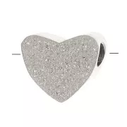 Perlina piatta a cuore 5 mm effetto diamante - Acciaio inossidabile 316L x1