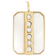 Pendente a rettangolo in madreperla 18x11mm Acciaio inox316L dorato|raw }}