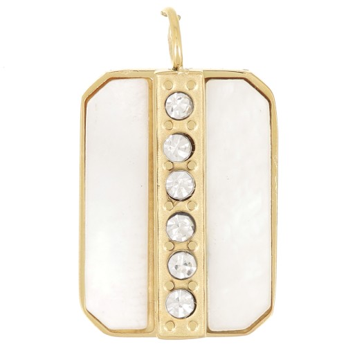 Pendente a rettangolo in madreperla 18x11mm Acciaio inox316L dorato