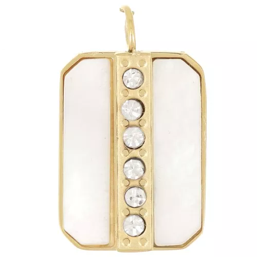 Pendente a rettangolo in madreperla 18x11mm Acciaio inox316L dorato