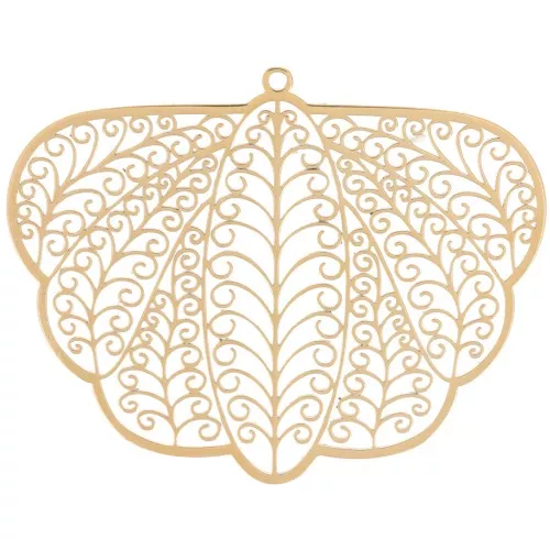 Pendenti in filigrana effetto farfalla 32x41mm Acciaio inossidabile 316L dorato x2