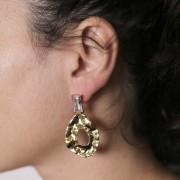 Orecchini rettangolari e ossido di zirconio 16x8 mm - Acciaio inox dorato 304L x2