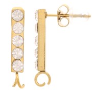 Orecchini a barretta 19x3 mm con ossidi di zirconio - Acciaio inox316L dorato x2
