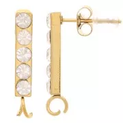 Orecchini a barretta 19x3 mm con ossidi di zirconio - Acciaio inox316L dorato x2