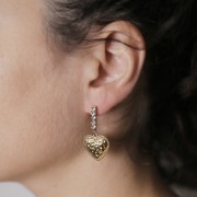 Orecchini a barretta 19x3 mm con ossidi di zirconio - Acciaio inox316L dorato x2