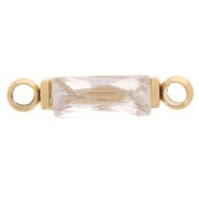 Distanziatore rettangolare 13,5 x 3 mm con CZ - Acciaio inossidabile 316L Dorato - Crystal