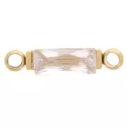 Distanziatore rettangolare 13,5 x 3 mm con CZ - Acciaio inossidabile 316L Dorato - Crystal