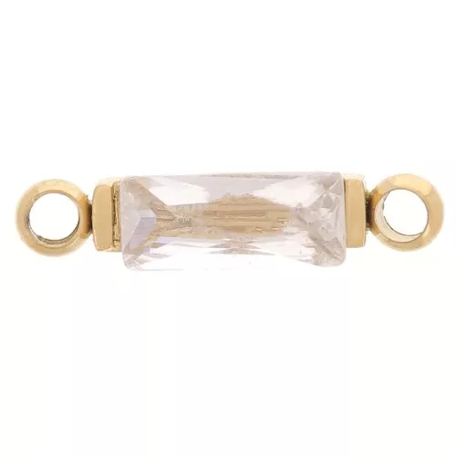 Distanziatore rettangolare 13,5 x 3 mm con CZ - Acciaio inossidabile 316L Dorato - Crystal