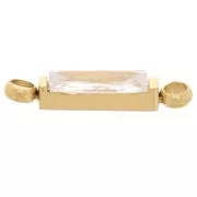 Distanziatore rettangolare 13,5 x 3 mm con CZ - Acciaio inossidabile 316L Dorato - Crystal