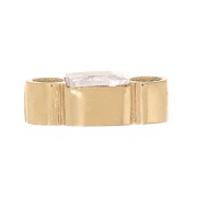 Distanziatore quadrato 6x3 mm in ossido di zirconio - Acciaio inossidabile 304 Dorato - Cristallo x1