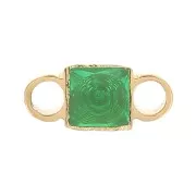 Distanziatore quadrato 6x3 mm ossido di zirconio - acciaio inox 316L Gold - Verde x1