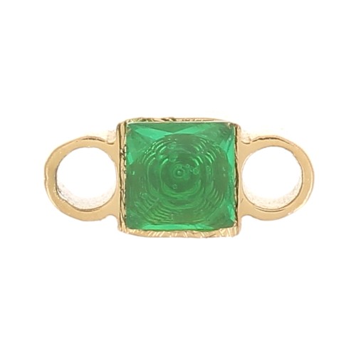 Distanziatore quadrato 6x3 mm ossido di zirconio - acciaio inox 316L Gold - Verde x1