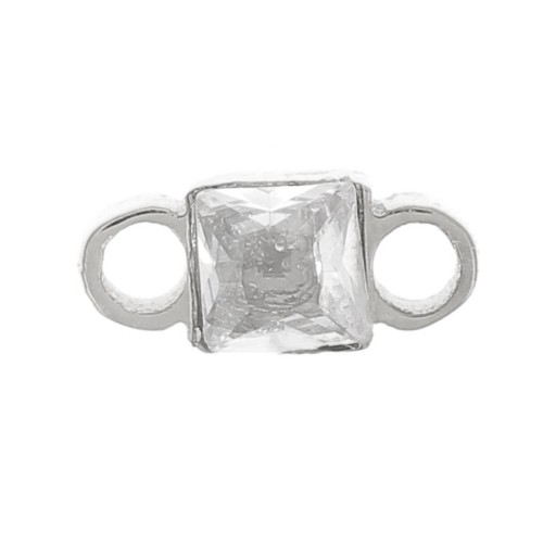 Distanziatore quadrato 6x3 mm in ossido di zirconio - acciaio inox 316L - cristallo x1